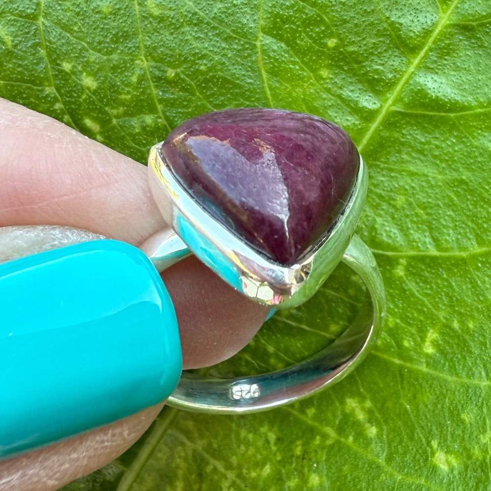 Sterling Silver And Ruby Gem Stone Ring, Size 7 - image 3